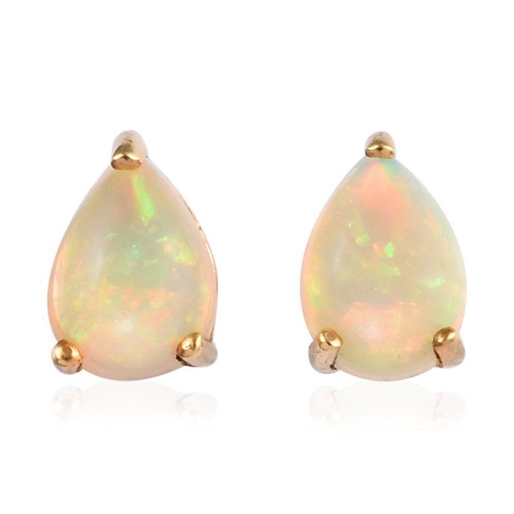 Ethiopian Welo Opal Pear Stud Earrings